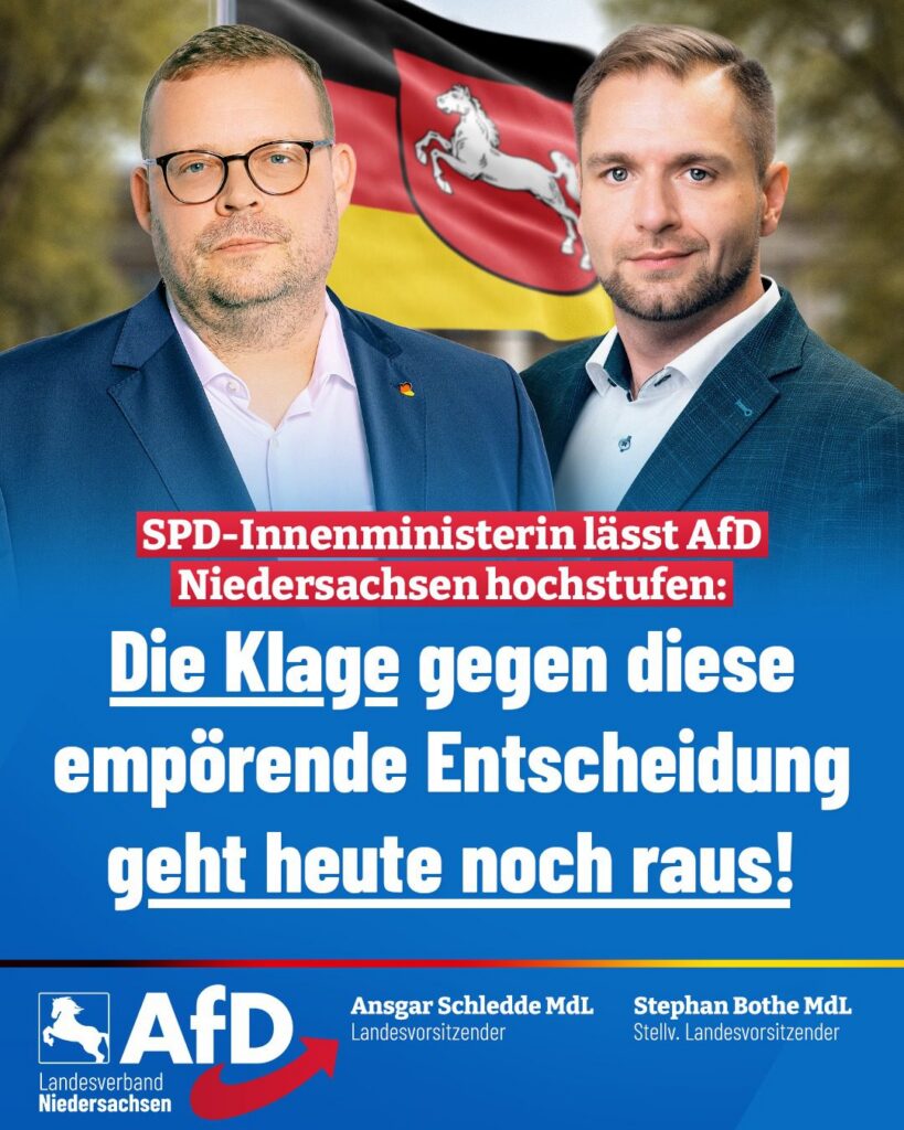 Kachel mit Ansgar Schledde und Stephan Bothe mit der Aufschrift "Die Klage gegen diese empörende Entscheidung geht heute noch raus!"